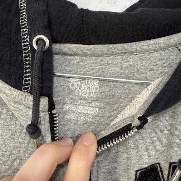 Nike Hoodie Mens 2XL Gray Black Full Zip Athletic Dept Spell Out Sweatshirt - Picture 6 of 15